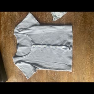 blue cropped button tshirt